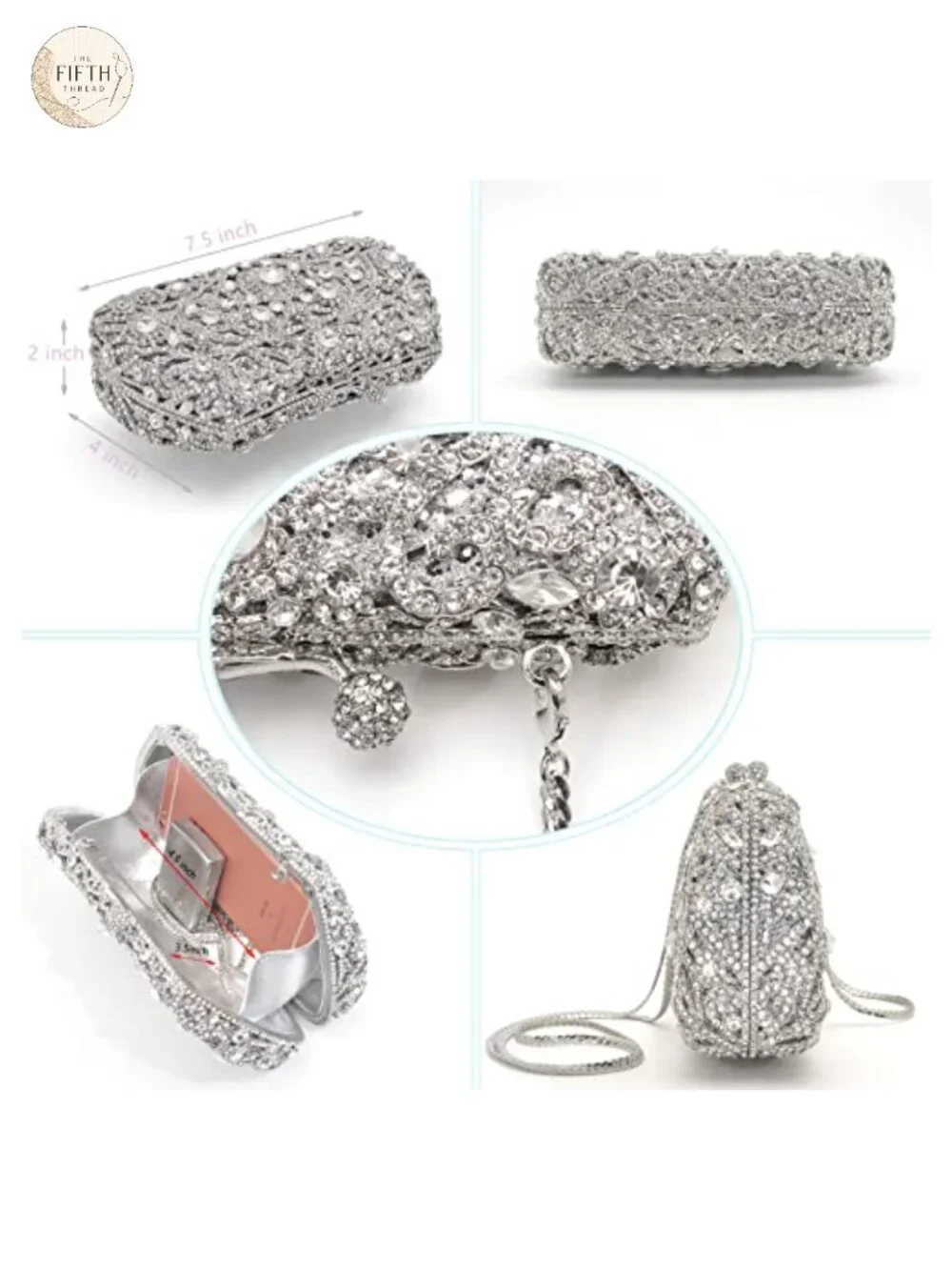Sparkling Rhinestone Clutch Evening Bag for Women with Chain Strap